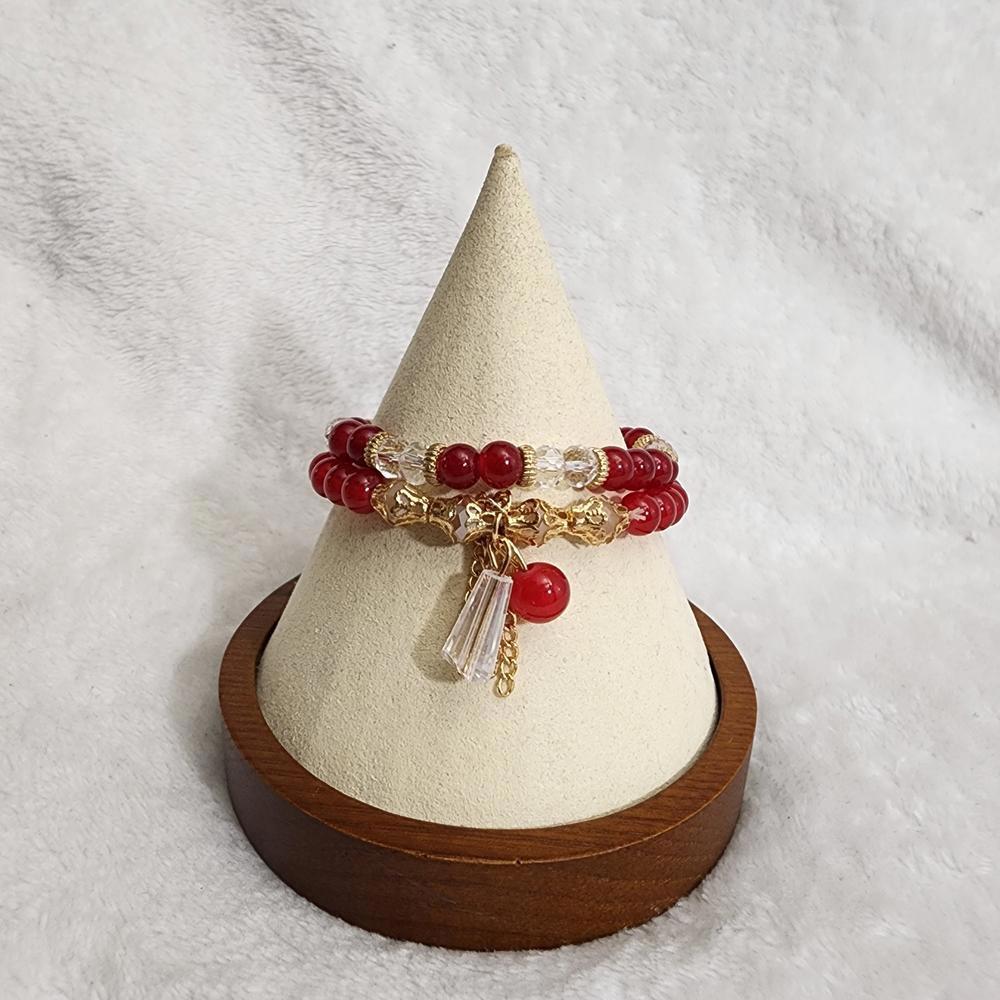 Red/Gold Crystal Beaded Stackable Bracelets - image 3